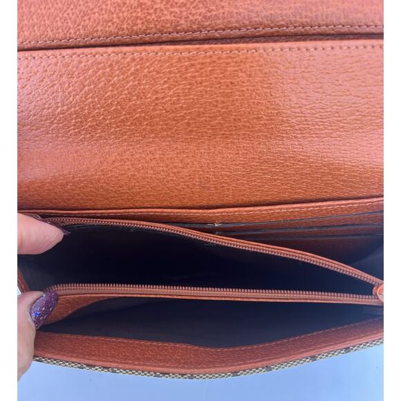 Gucci Eclipse Continental GG Monogram Brown Canvas Leather Trim Trifold Wallet - Picture 9 of 14